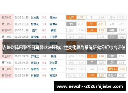 吉鲁对阵巴黎圣日耳曼欧联杯稳定性变化趋势系统研究分析综合评估 吉鲁对阵巴黎圣日耳曼欧联杯稳定性变化趋势系统研究分析综合评估